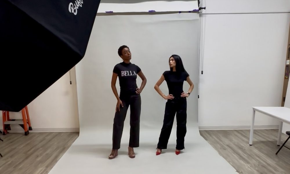 Dallas photography studio with backdrop, lighting and 2 models on set